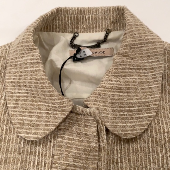 SEE BY CHLOE 60’s CHIC CROPPED METALLIC JACKET WITH 3/4 SLEEVES IN MULTI TWEED 4 - Picture 2 of 9